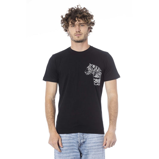 Camiseta de algodón negra para hombre Cavalli Class