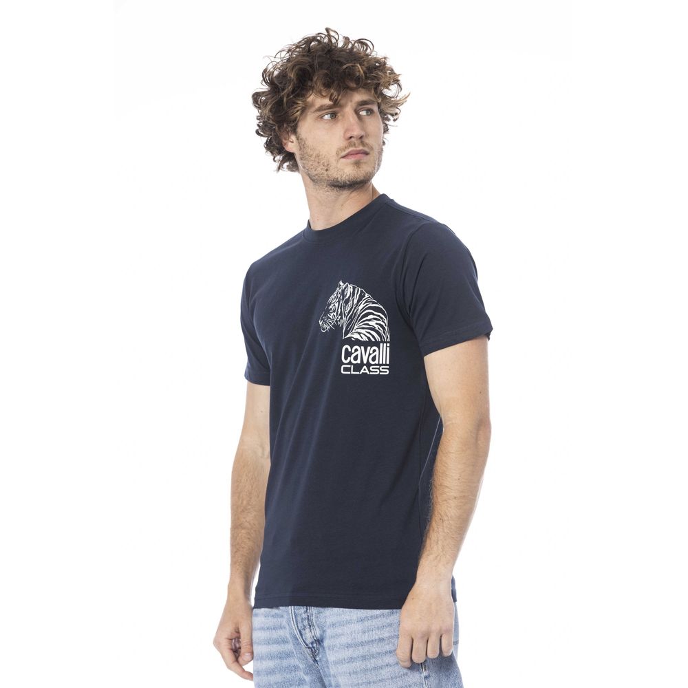 Camiseta de algodón azul para hombre Cavalli Class