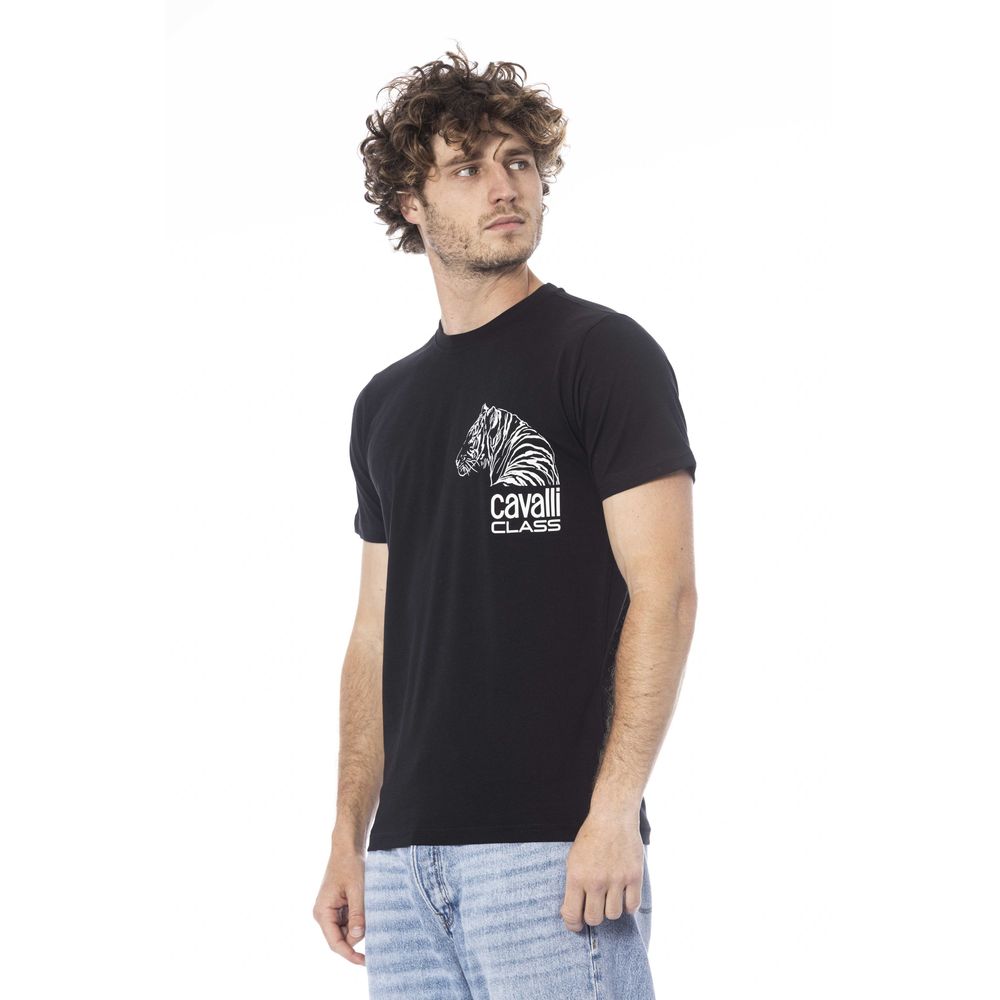 Camiseta de algodón negra para hombre Cavalli Class