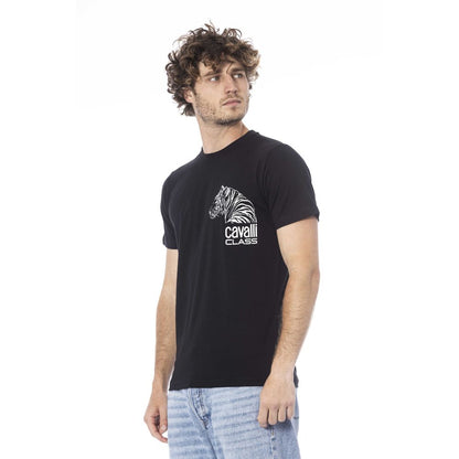 Camiseta de algodón negra para hombre Cavalli Class