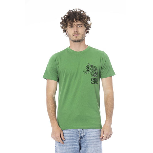 Camiseta de algodón verde Cavalli Class para hombre