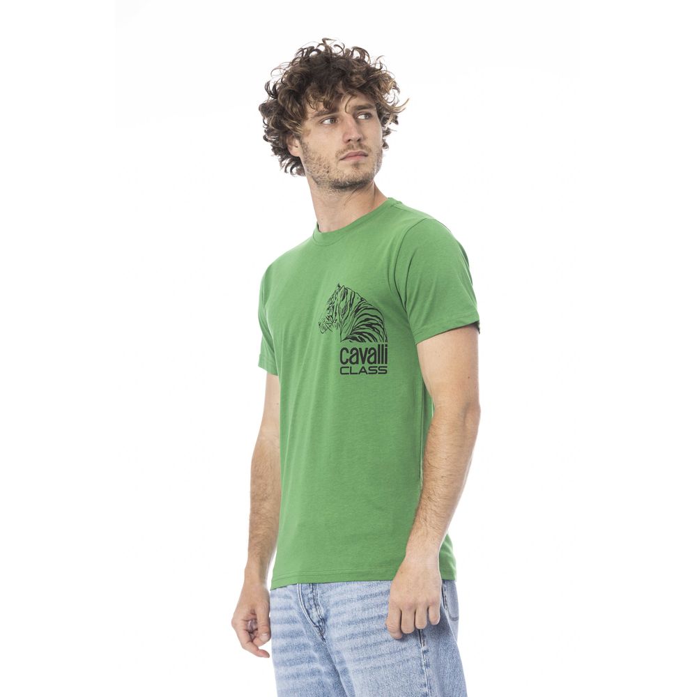 Camiseta de algodón verde Cavalli Class para hombre