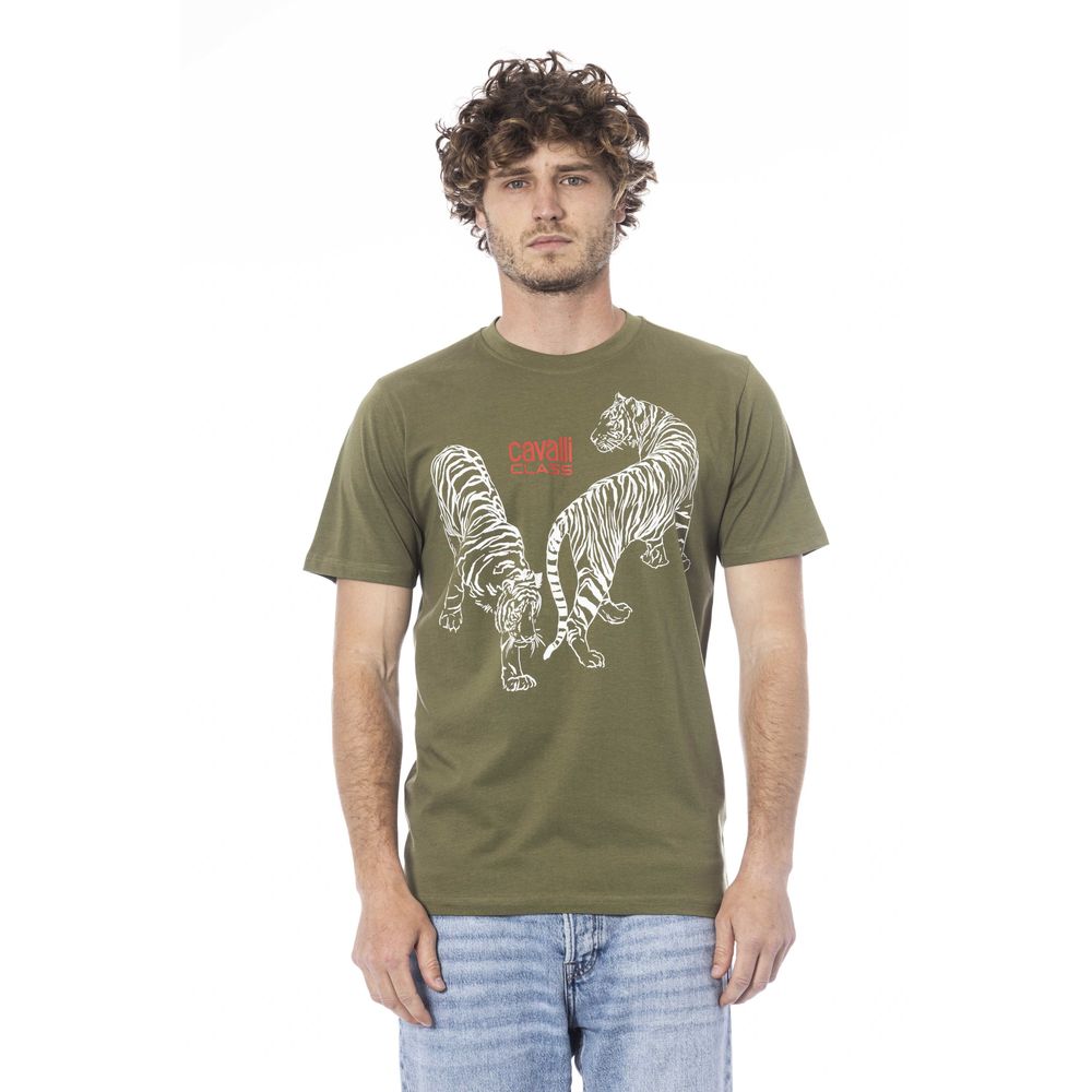 Camiseta de algodón verde Cavalli Class para hombre