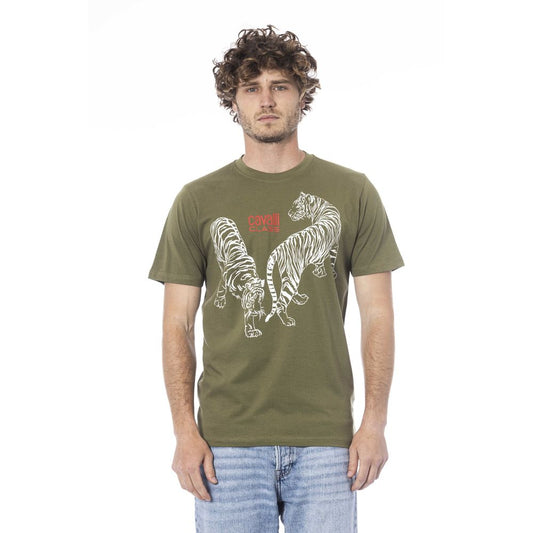 Camiseta de algodón verde Cavalli Class para hombre