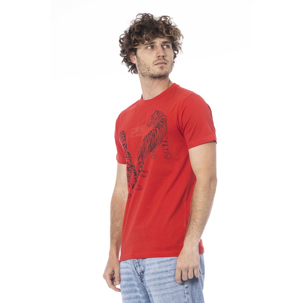 Camiseta de algodón para hombre color rojo Cavalli Class