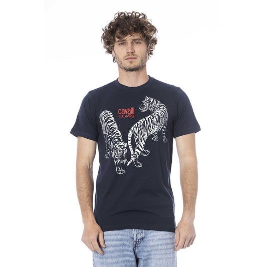 Camiseta de algodón azul para hombre Cavalli Class