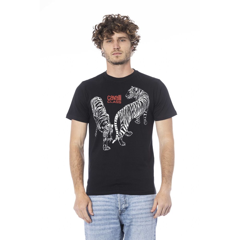 Camiseta de algodón negra para hombre Cavalli Class