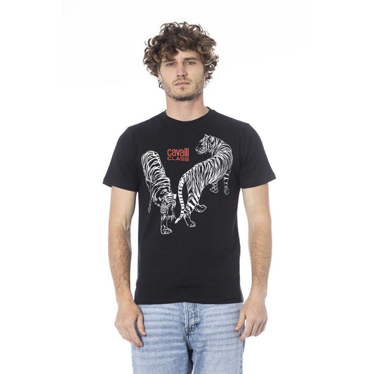 Camiseta de algodón negra para hombre Cavalli Class