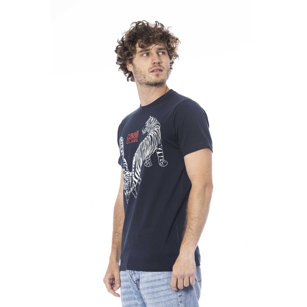 Camiseta de algodón azul para hombre Cavalli Class