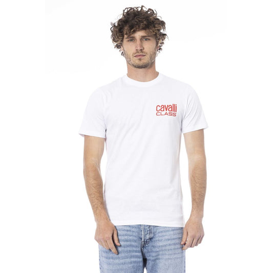 Camiseta de algodón blanca para hombre Cavalli Class