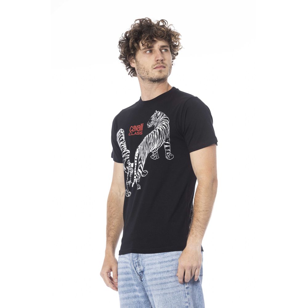 Camiseta de algodón negra para hombre Cavalli Class