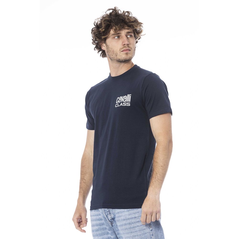 Camiseta de algodón azul para hombre Cavalli Class