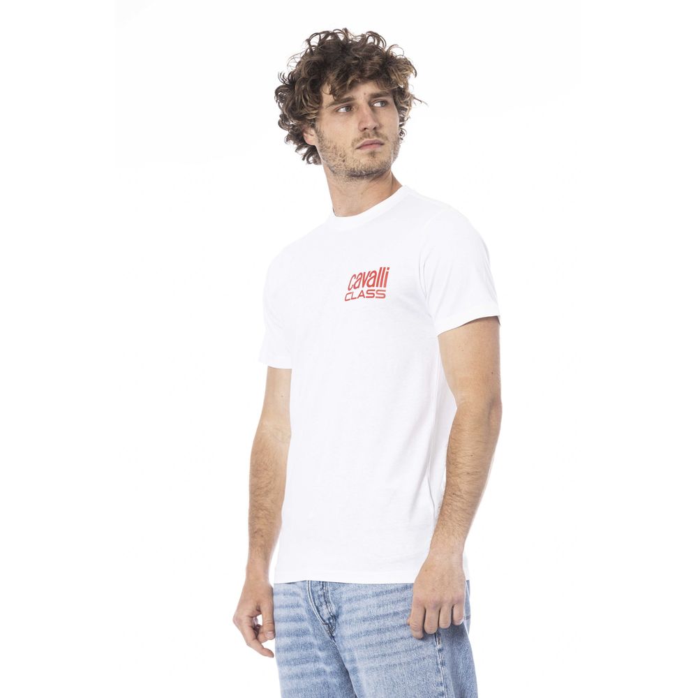 Camiseta de algodón blanca para hombre Cavalli Class
