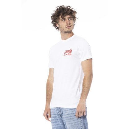 Camiseta de algodón blanca para hombre Cavalli Class
