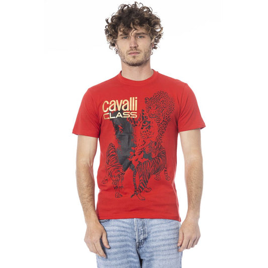 Camiseta de algodón para hombre color rojo Cavalli Class