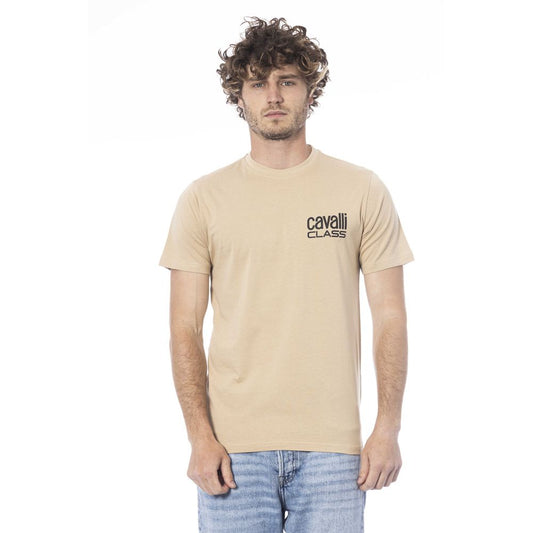 Camiseta de algodón beige para hombre Cavalli Class