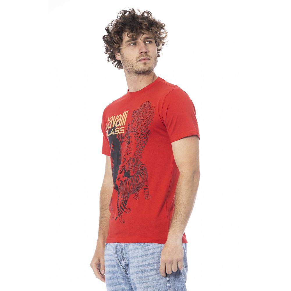 Camiseta de algodón para hombre color rojo Cavalli Class
