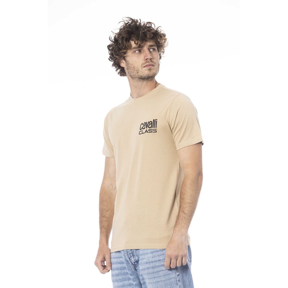 Camiseta de algodón beige para hombre Cavalli Class
