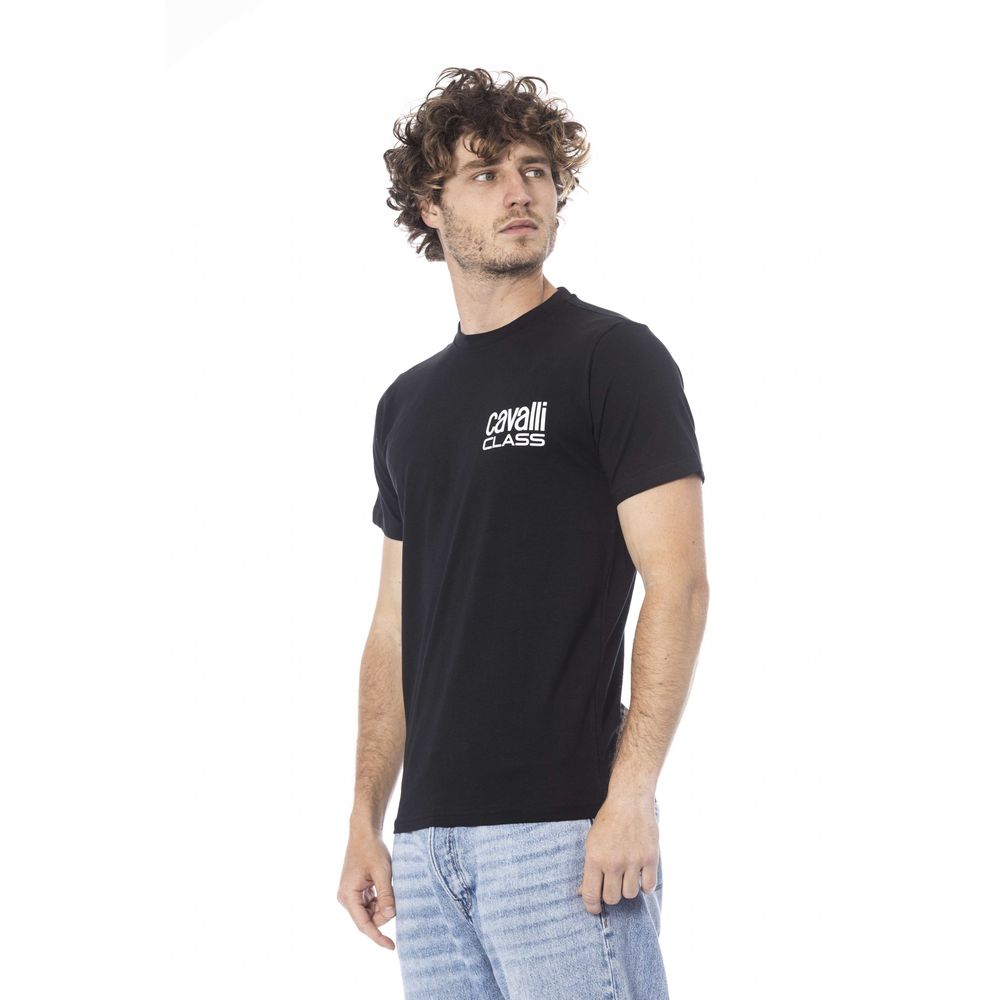 Camiseta de algodón negra para hombre Cavalli Class
