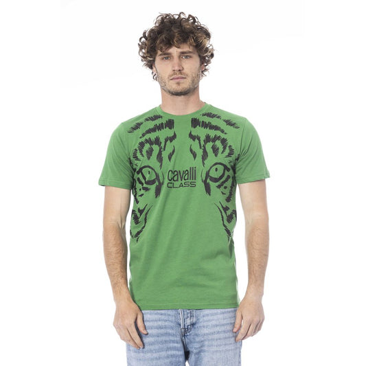 Camiseta de algodón verde Cavalli Class para hombre