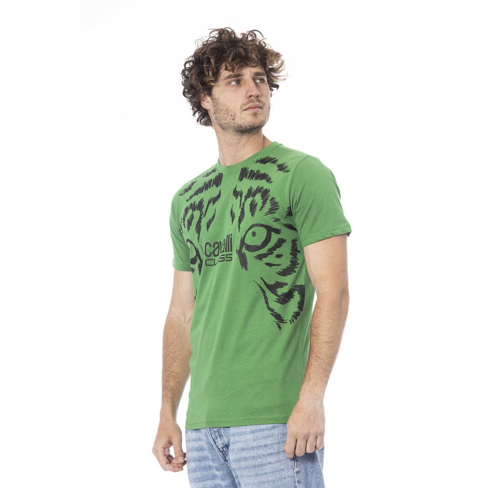 Camiseta de algodón verde Cavalli Class para hombre