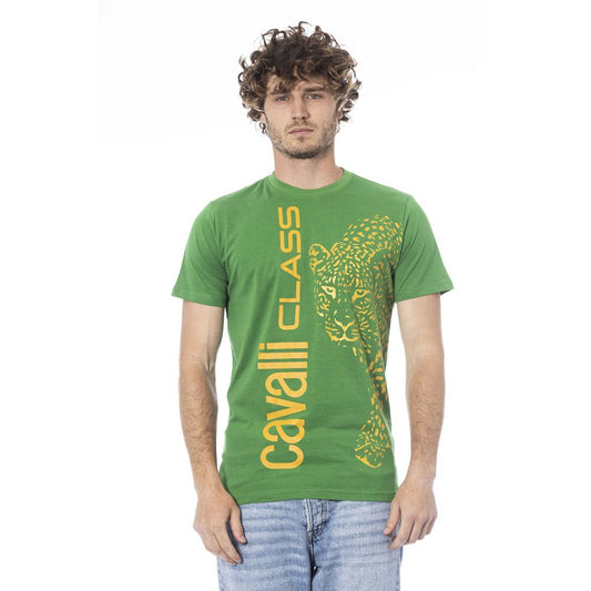 Camiseta de algodón verde Cavalli Class para hombre