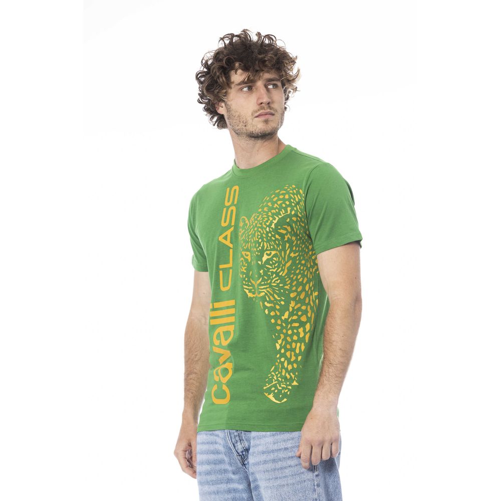 Camiseta de algodón verde Cavalli Class para hombre
