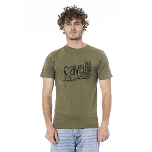 Camiseta de algodón verde Cavalli Class para hombre