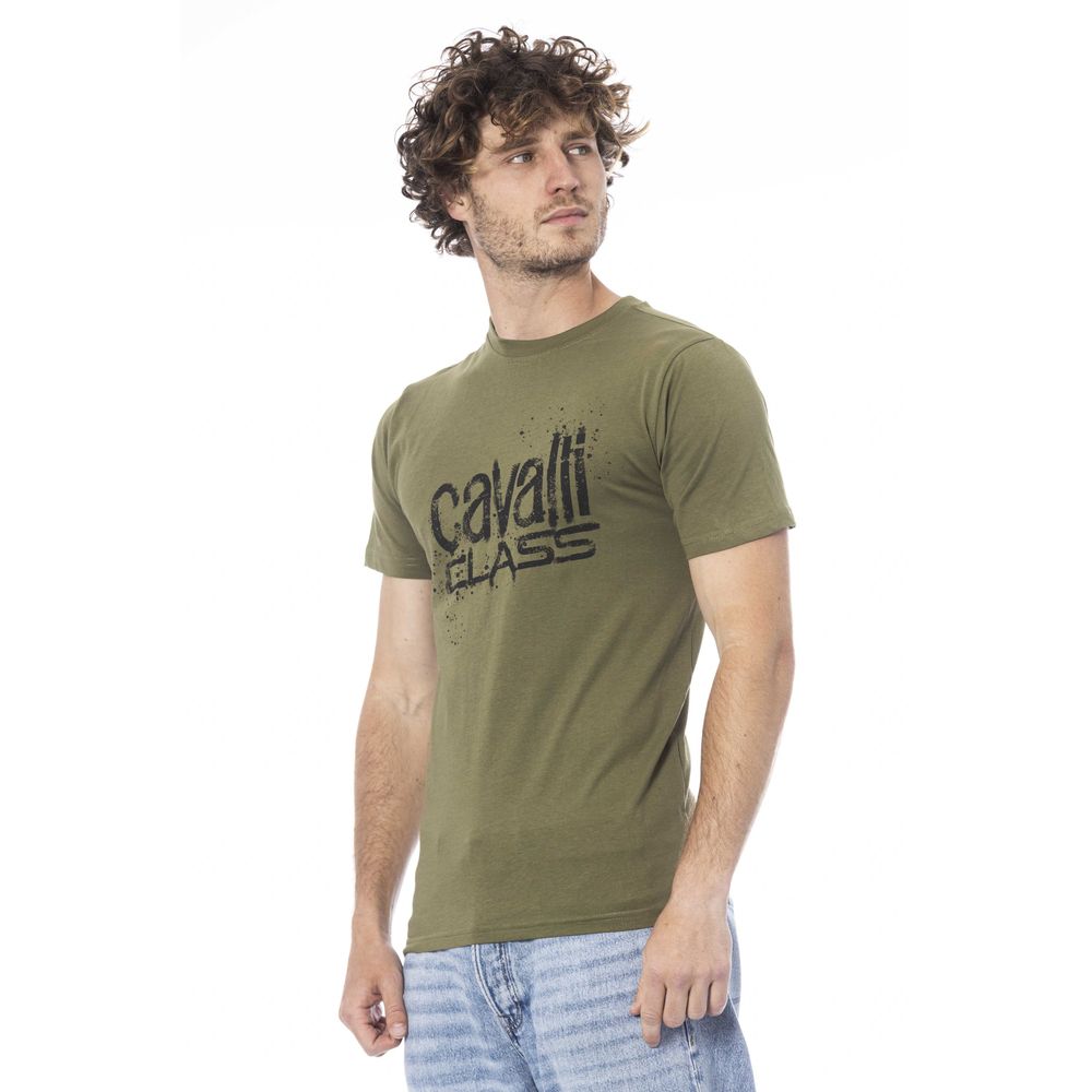 Camiseta de algodón verde Cavalli Class para hombre