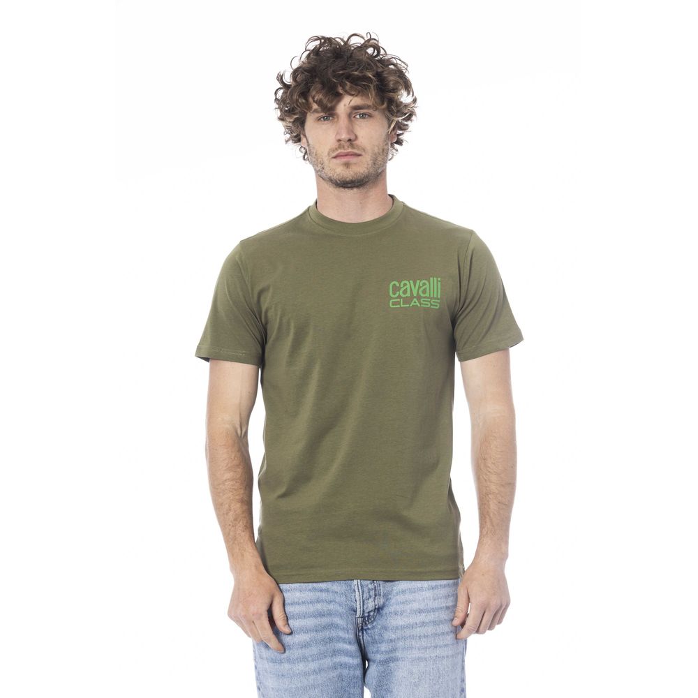 Camiseta de algodón verde Cavalli Class para hombre
