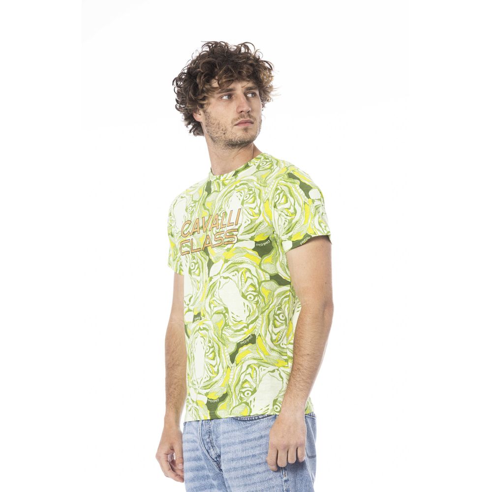 Camiseta de algodón verde Cavalli Class para hombre