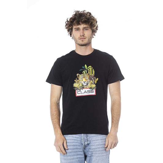 Camiseta de algodón negra para hombre Cavalli Class