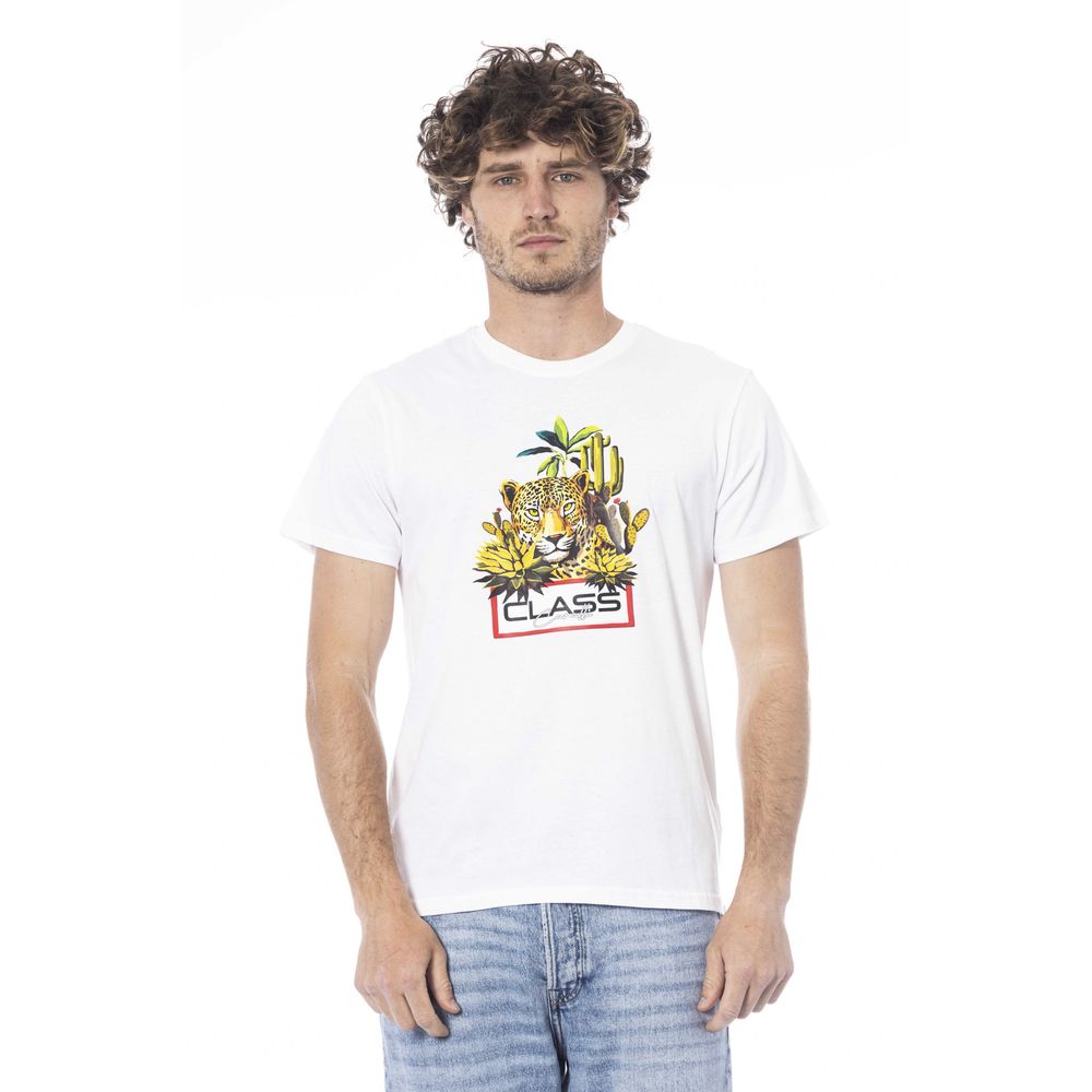Camiseta de algodón blanca para hombre Cavalli Class