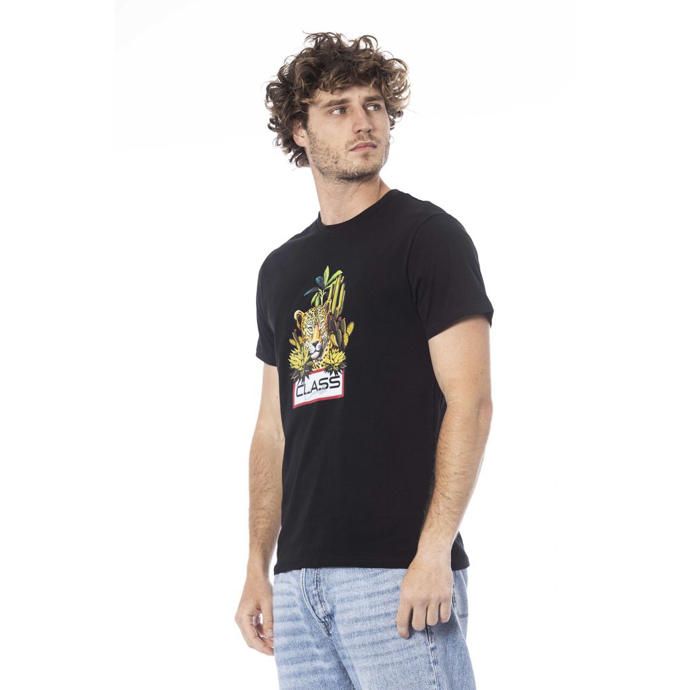 Camiseta de algodón negra para hombre Cavalli Class