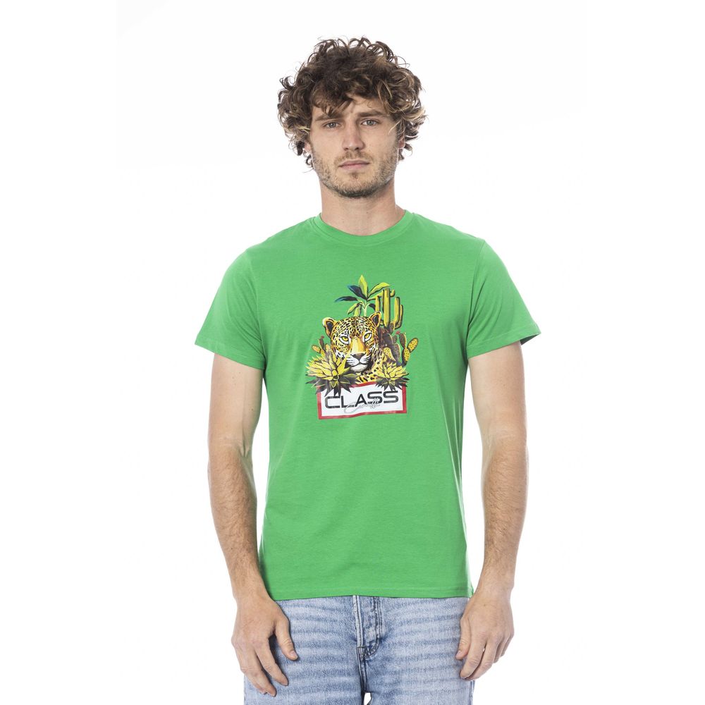 Camiseta de algodón verde Cavalli Class para hombre