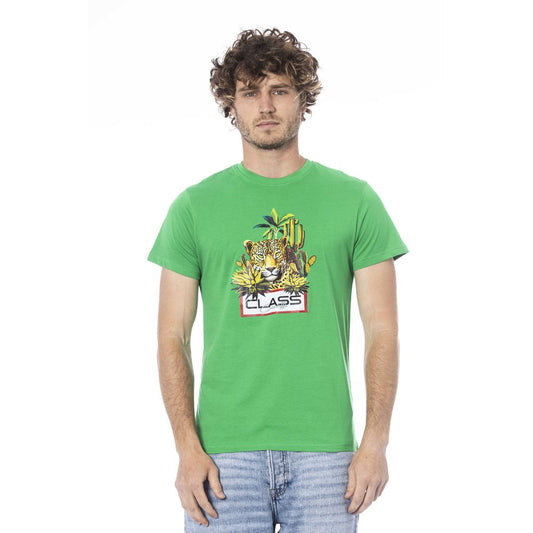 Camiseta de algodón verde Cavalli Class para hombre