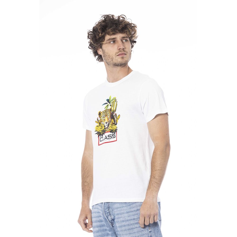Camiseta de algodón blanca para hombre Cavalli Class