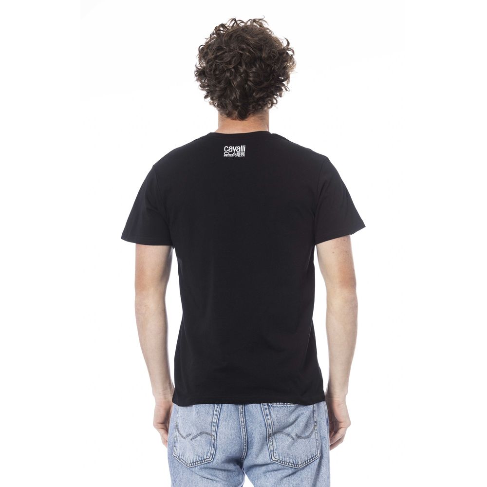 Camiseta de algodón negra para hombre Cavalli Class