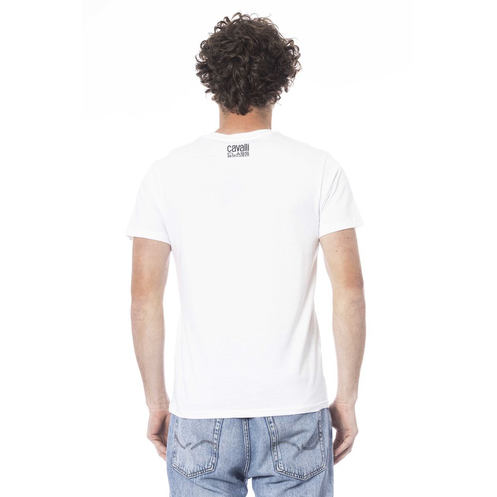 Camiseta de algodón blanca para hombre Cavalli Class
