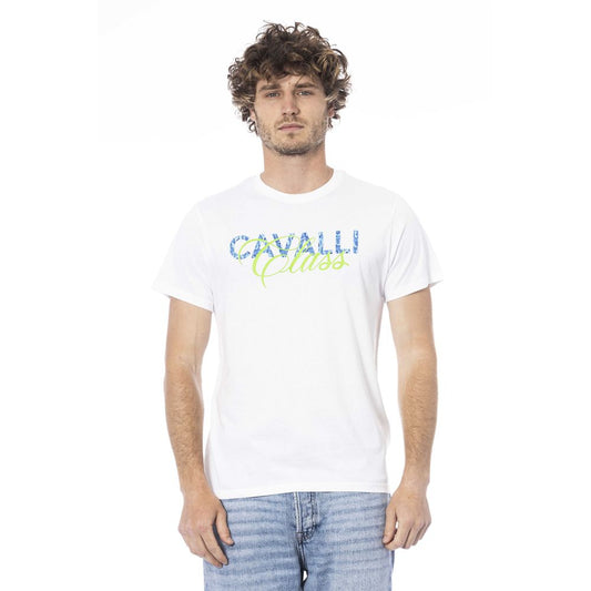 Camiseta de algodón blanca para hombre Cavalli Class