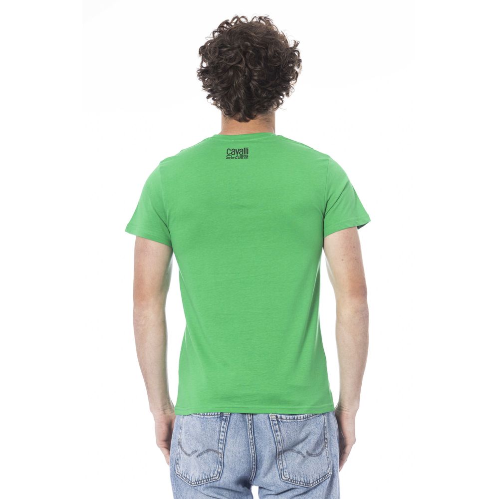 Camiseta de algodón verde Cavalli Class para hombre