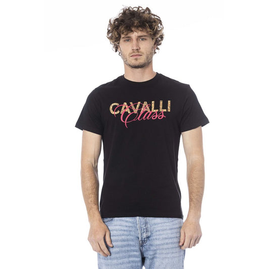 Camiseta de algodón negra para hombre Cavalli Class