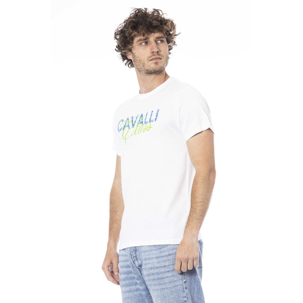 Camiseta de algodón blanca para hombre Cavalli Class