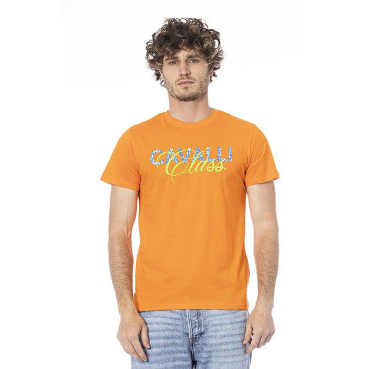 Camiseta de algodón color naranja para hombre Cavalli Class