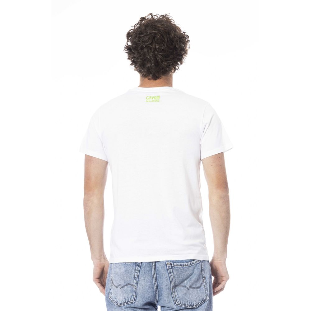 Camiseta de algodón blanca para hombre Cavalli Class