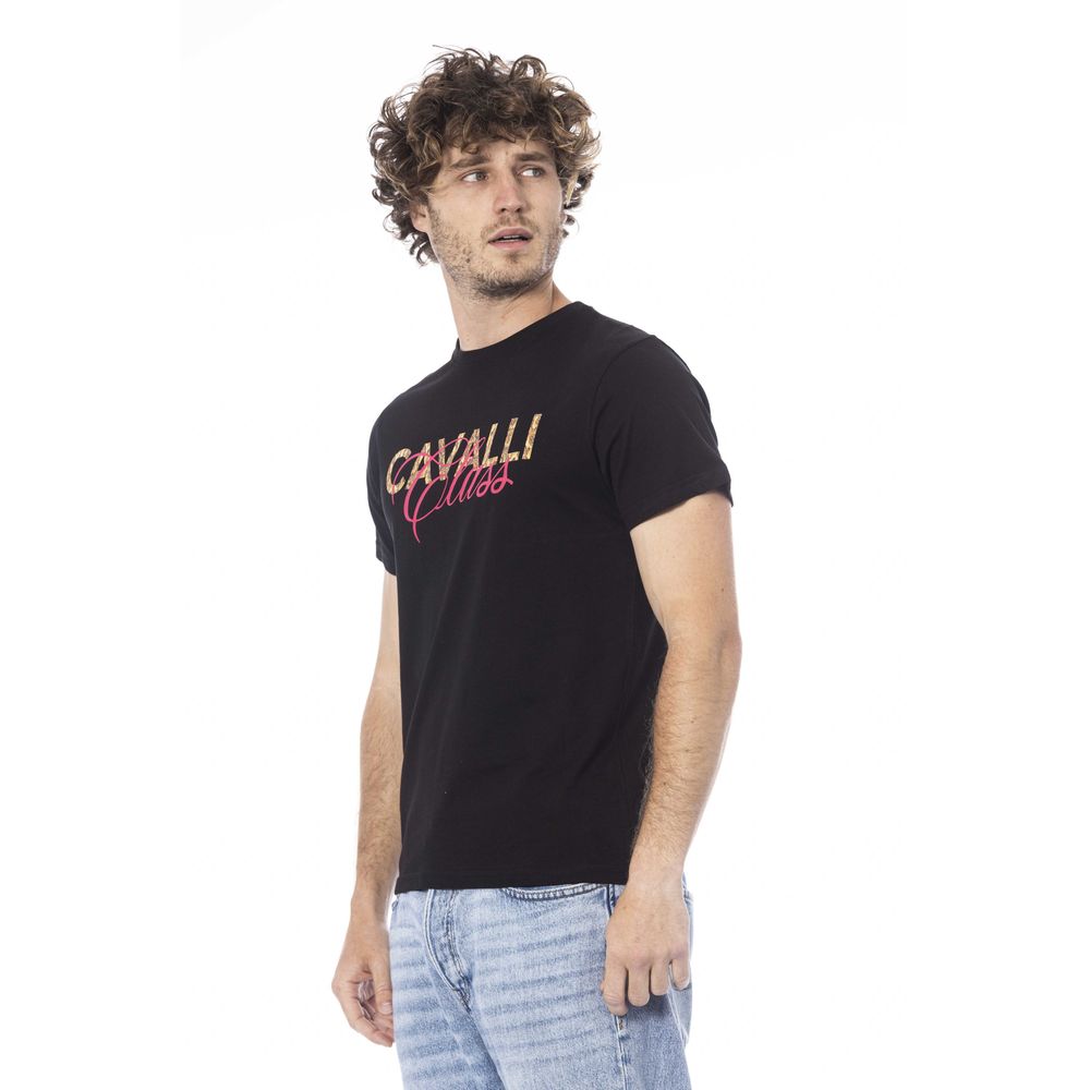 Camiseta de algodón negra para hombre Cavalli Class