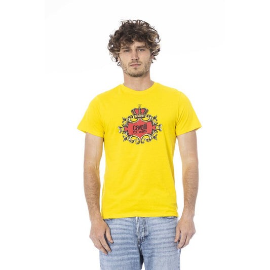 Camiseta de algodón amarilla para hombre Cavalli Class