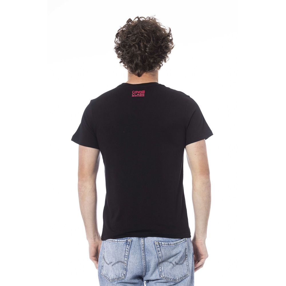 Camiseta de algodón negra para hombre Cavalli Class
