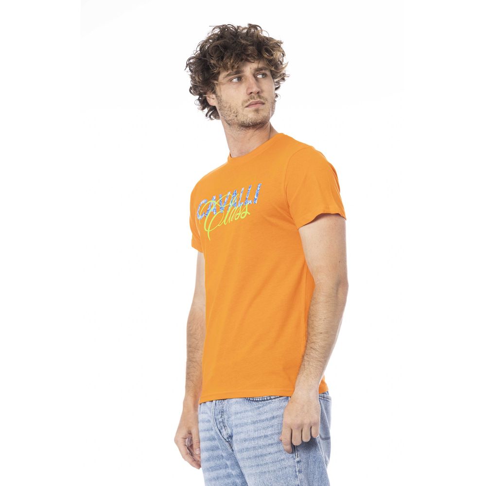 Camiseta de algodón color naranja para hombre Cavalli Class