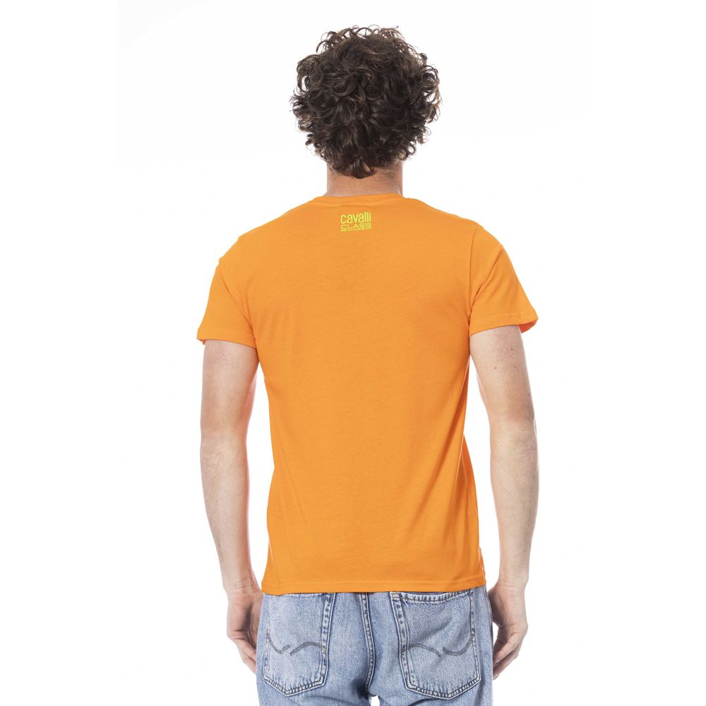 Camiseta de algodón color naranja para hombre Cavalli Class